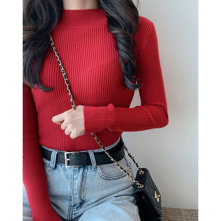 ハイネックリブニット トップス リブニット | kirakiraShop  | 詳細画像13 