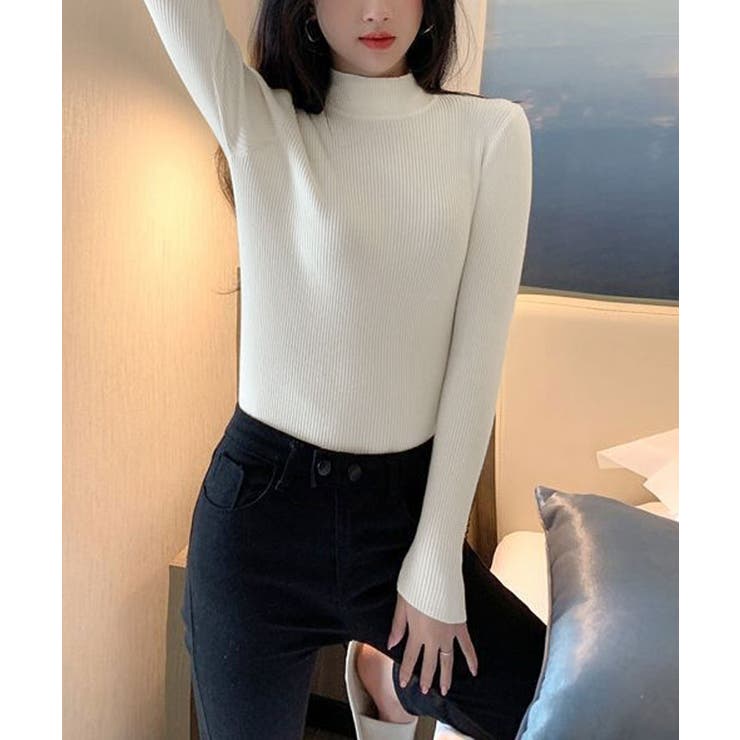 ハイネックリブニット トップス リブニット | kirakiraShop  | 詳細画像18 