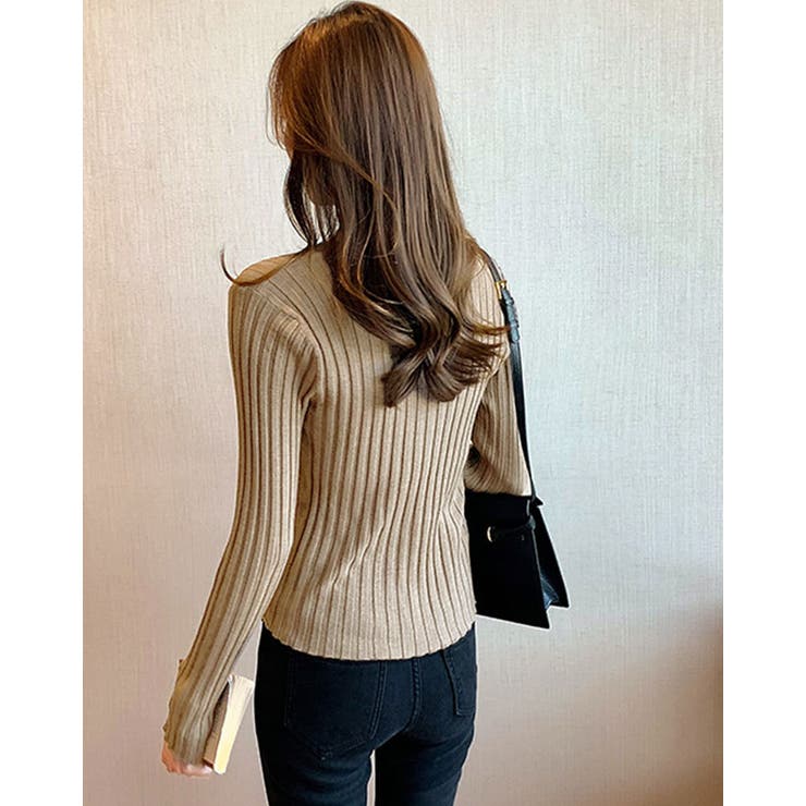 キーネックリブニットカーディガン トップス リブニット | kirakiraShop  | 詳細画像23 