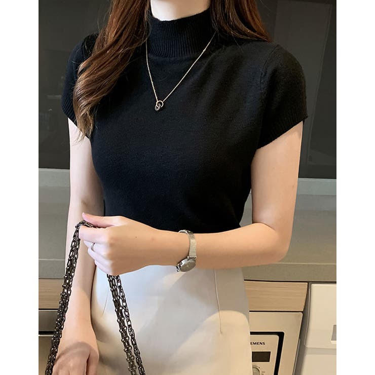 半袖ハイネックニットソー カットソー ニット | kirakiraShop  | 詳細画像2 