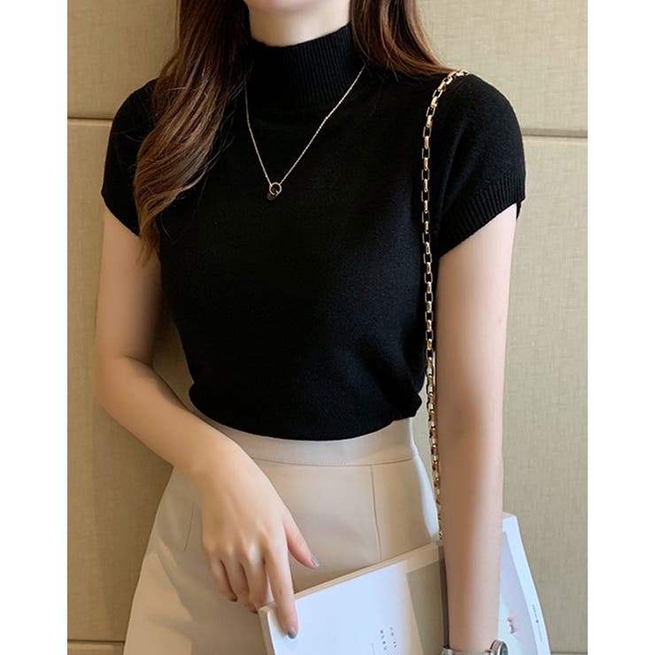 半袖ハイネックニットソー カットソー ニット | kirakiraShop  | 詳細画像3 