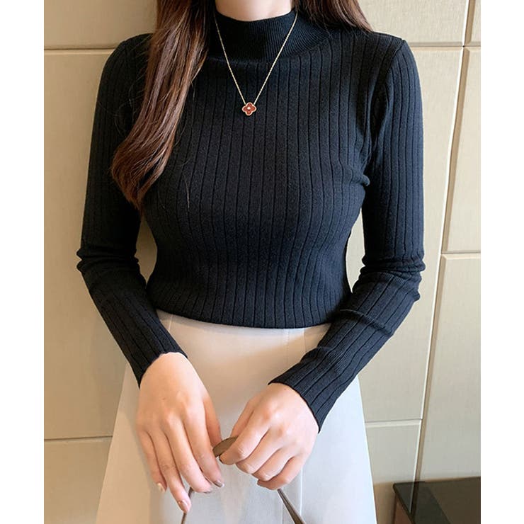 【再入荷！】 長袖ハイネックニットソー カットソー ニット[品番：IK000008033 Mサイズ