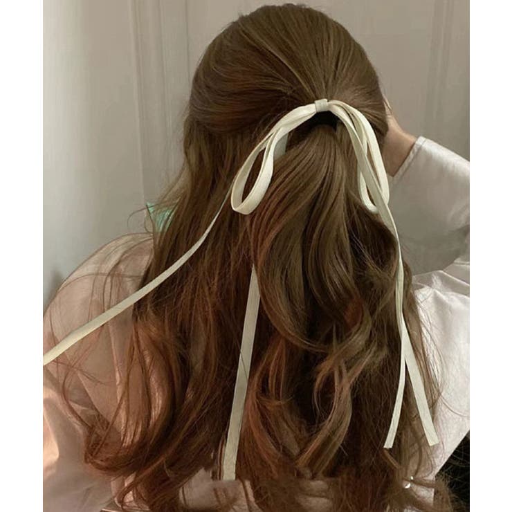 サテンロングリボンヘアゴム ヘアアクセサリー ヘアゴム[品番
