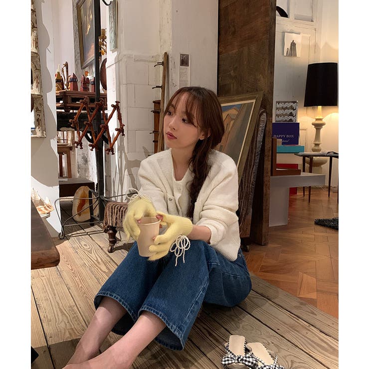 指穴付きパールリボンニットグローブ 小物 ニット手袋 | kirakiraShop  | 詳細画像12 