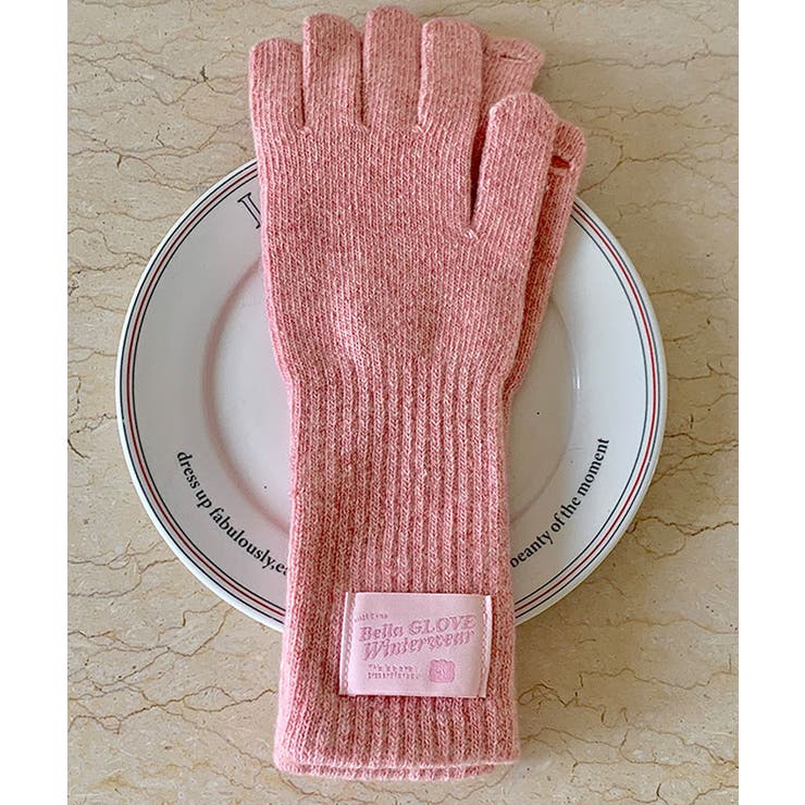 指穴付きタグニットグローブ 小物 ニット手袋[品番：IK000007822