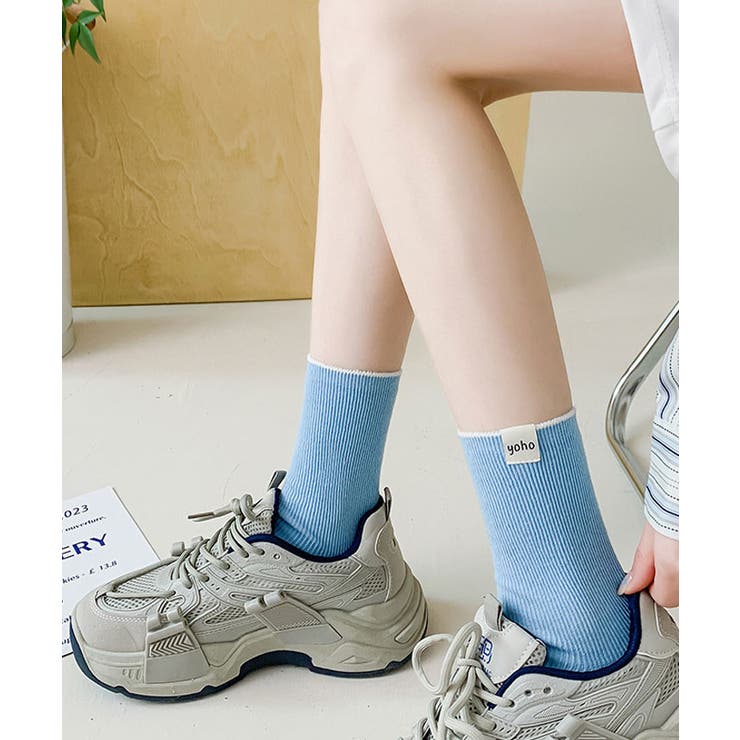 ブルー | タグ配色ラインソックス 小物 靴下 | kirakiraShop 