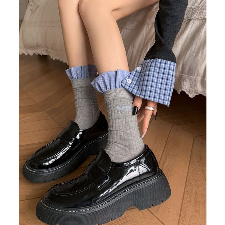 折り返しチェックデザインソックス 小物 靴下 | kirakiraShop  | 詳細画像4 