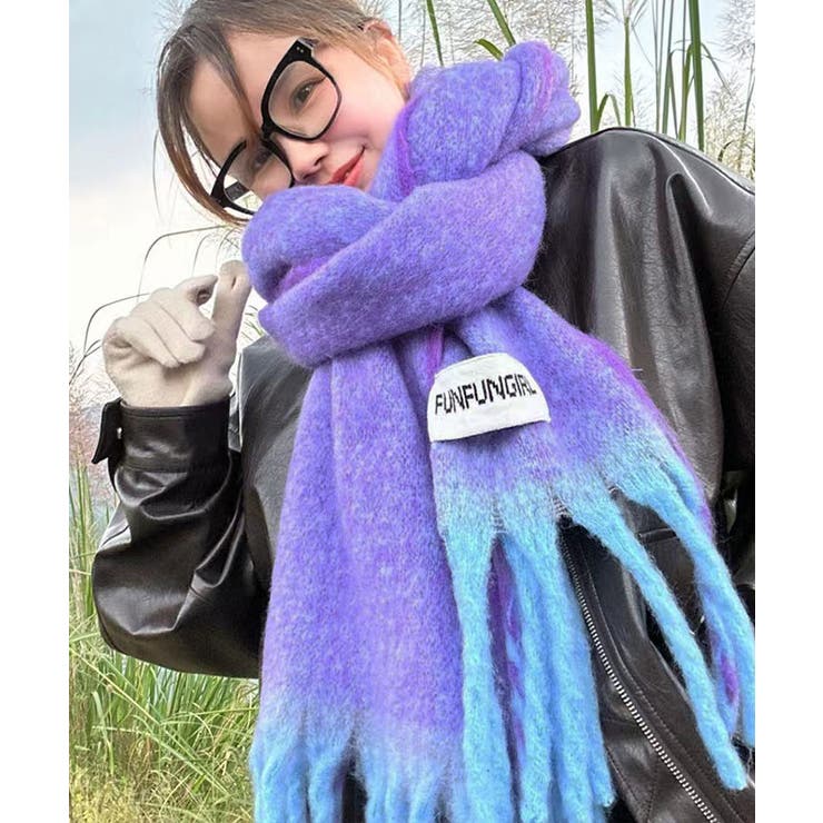 パープル | バイカラーボリュームマフラー ユニセックス メンズ | kirakiraShop 