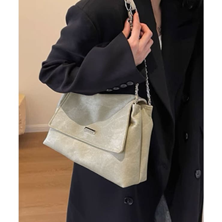 3color 】2WAY チェーンフェイクレザーフラップショルダー