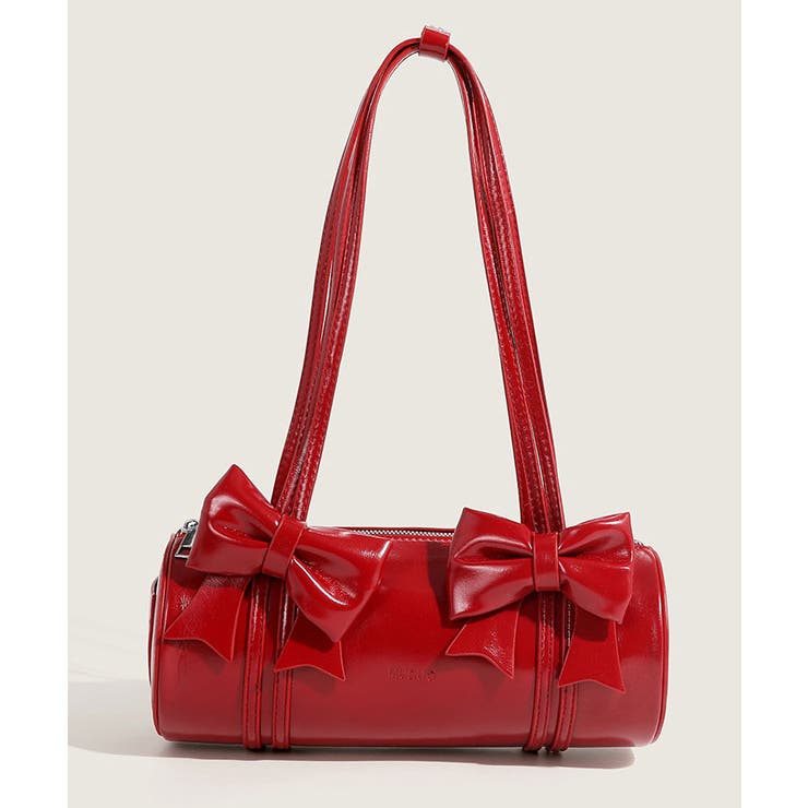 レッド | リボンラウンドボストンバッグ 小物 雑貨 | kirakiraShop 