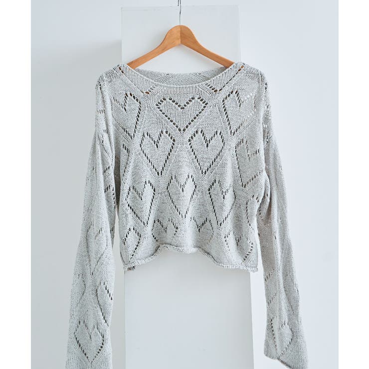 【SHOPLIST限定】ハート透かし編みロングスリーブニット トップス ニット | kirakiraShop  | 詳細画像20 