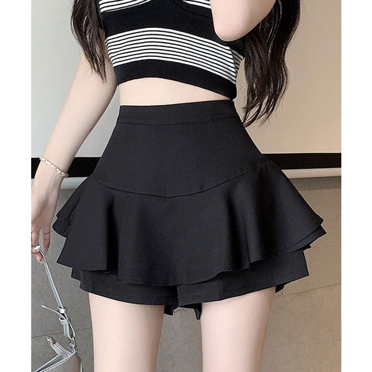ティアードペプラムキュロットパンツ ボトムス ショートパンツ ティアードペプラムキュロットパンツ ボトムス ショートパンツ