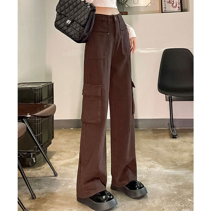 CIDER◆デニム◆カラー◆カーゴパンツ[送料込] アクビ Y2K衣装 ストレートレッグジーンズ デニム デニムカーゴ