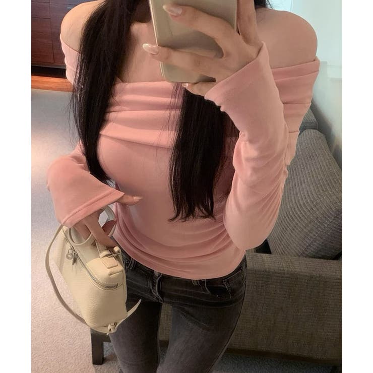 オフショルダードレープロングスリーブトップス トップス カットソー | kirakiraShop  | 詳細画像15 