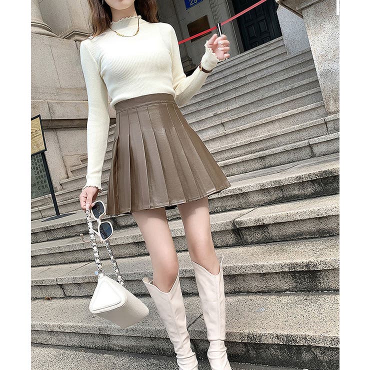 フェイクレザープリーツミニスカート3サイズ ミニスカート