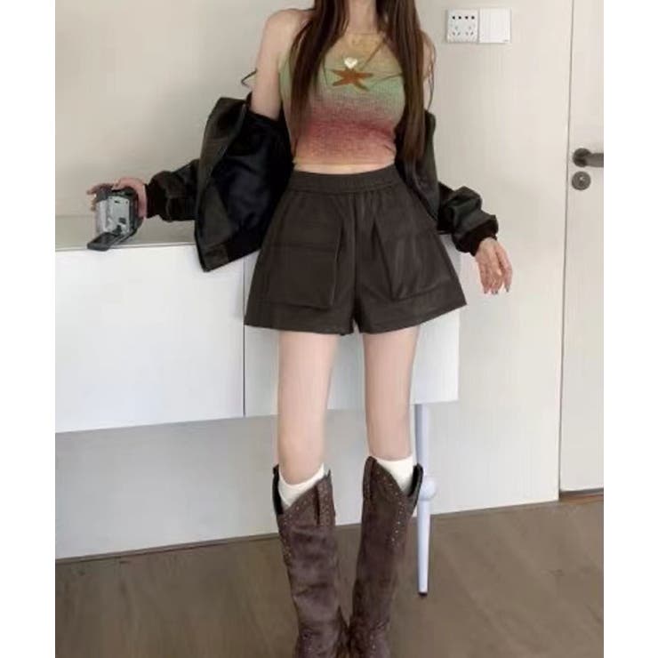 フロントポケットフェイクレザーショートパンツ2サイズ ボトムス フェイクレザー | kirakiraShop  | 詳細画像5 