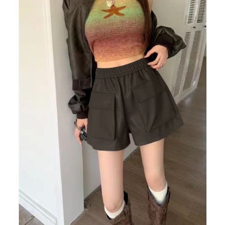 フロントポケットフェイクレザーショートパンツ2サイズ ボトムス フェイクレザー | kirakiraShop  | 詳細画像6 