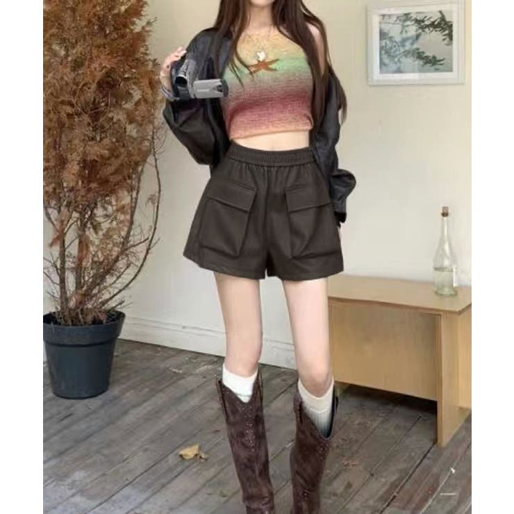 フロントポケットフェイクレザーショートパンツ2サイズ ボトムス フェイクレザー | kirakiraShop  | 詳細画像8 