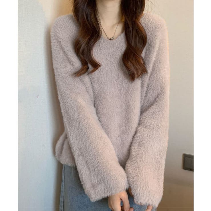 Vネックシャギーニットプルオーバー トップス ニット[品番：IK000007811]｜kirakiraShop  （キラキラショップ）のレディースファッション通販｜SHOPLIST（ショップリスト）