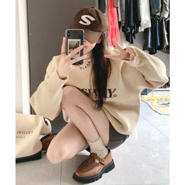 【SHOPLIST限定】ロゴクルーネックニットプルオーバー トップス ニット | kirakiraShop  | 詳細画像4 