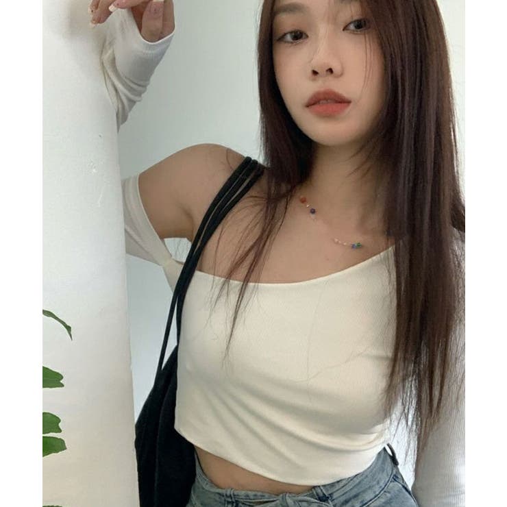 ワンショルダーショート丈ロングスリーブトップス トップス カットソー