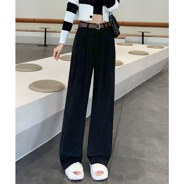 ブラック | 裏起毛コーデュロイスラックスパンツ 3サイズ ボトムス | kirakiraShop 