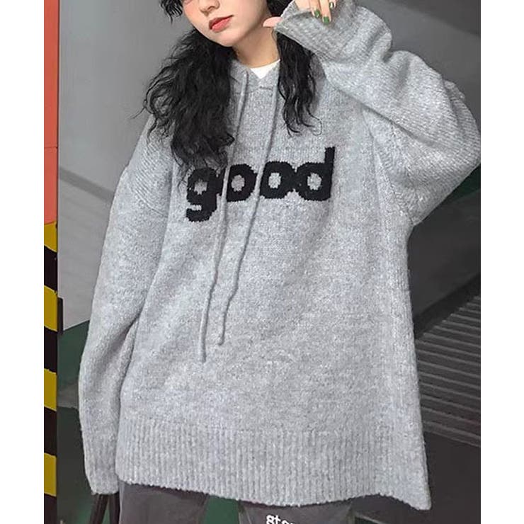 ビッグロゴニットフーディートップス トップス ニット | kirakiraShop  | 詳細画像2 