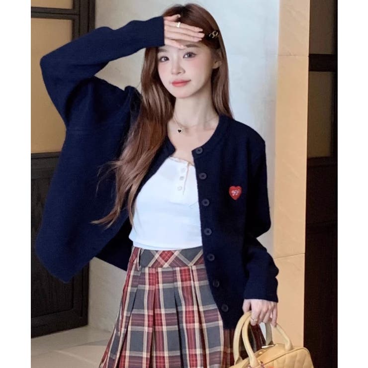 ハートワッペンニットカーディガン 2色 トップス | kirakiraShop  | 詳細画像14 