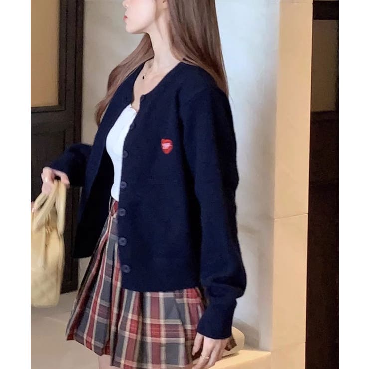 Heartワッペンニットカーディガン カーディガン ハート ワッペン ニット レディース : ZOZOTOWN