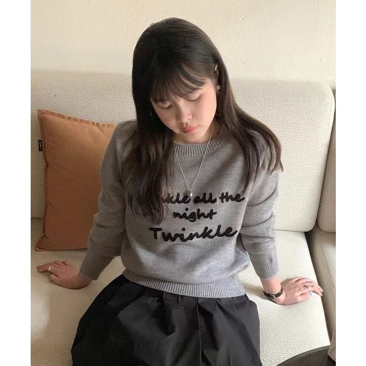 ラウンドネックメッセージニットトップス トップス ニット | kirakiraShop  | 詳細画像5 