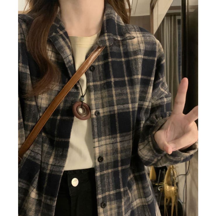 ビッグシルエットチェックネルシャツ 1色 トップス[品番：IK000007840