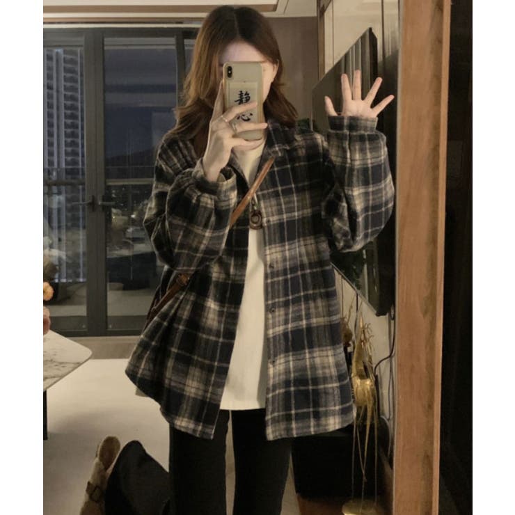 ビッグシルエットチェックネルシャツ 1色 トップス[品番：IK000007840