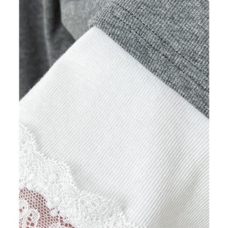 レイヤード風ショート丈リブカットソー 1色 トップス[品番