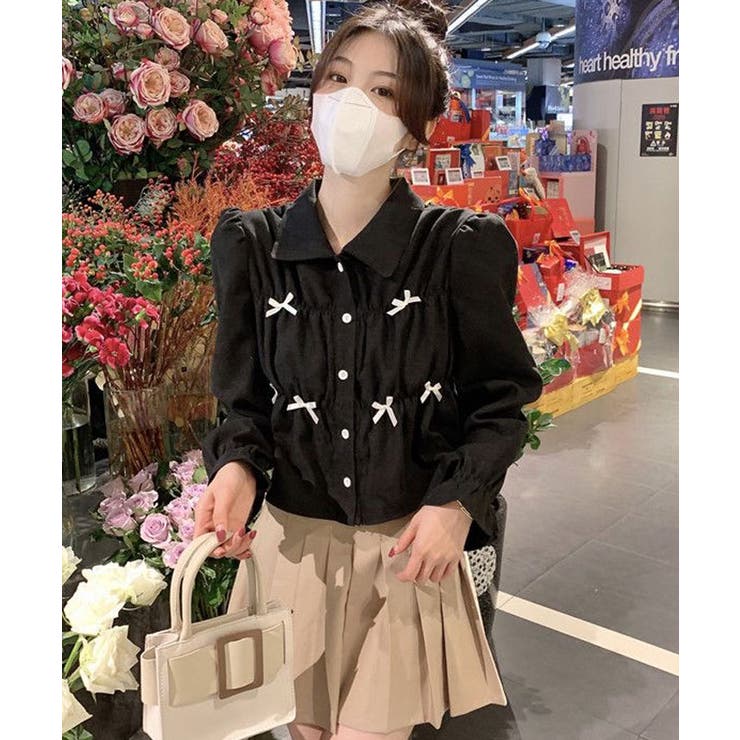 襟付きギャザーリボンブラウス トップス ブラウス | kirakiraShop  | 詳細画像2 