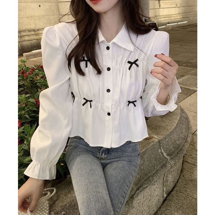 襟付きギャザーリボンブラウス トップス ブラウス | kirakiraShop  | 詳細画像11 