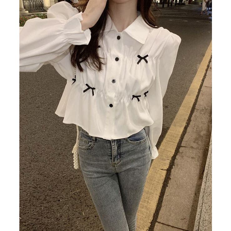 襟付きギャザーリボンブラウス トップス ブラウス | kirakiraShop  | 詳細画像13 