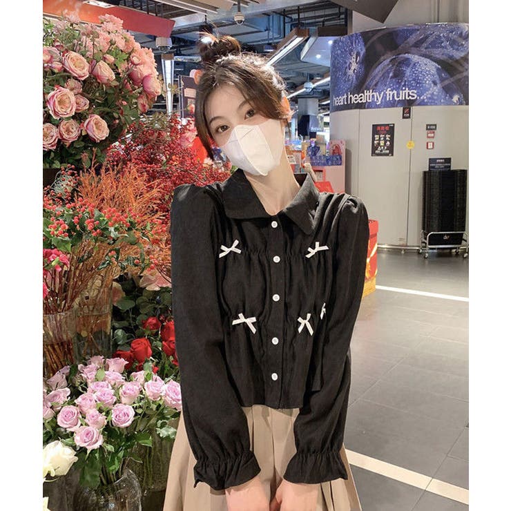 襟付きギャザーリボンブラウス トップス ブラウス | kirakiraShop  | 詳細画像3 