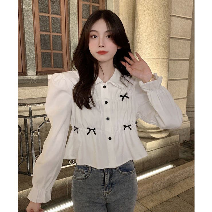 襟付きギャザーリボンブラウス トップス ブラウス | kirakiraShop  | 詳細画像9 