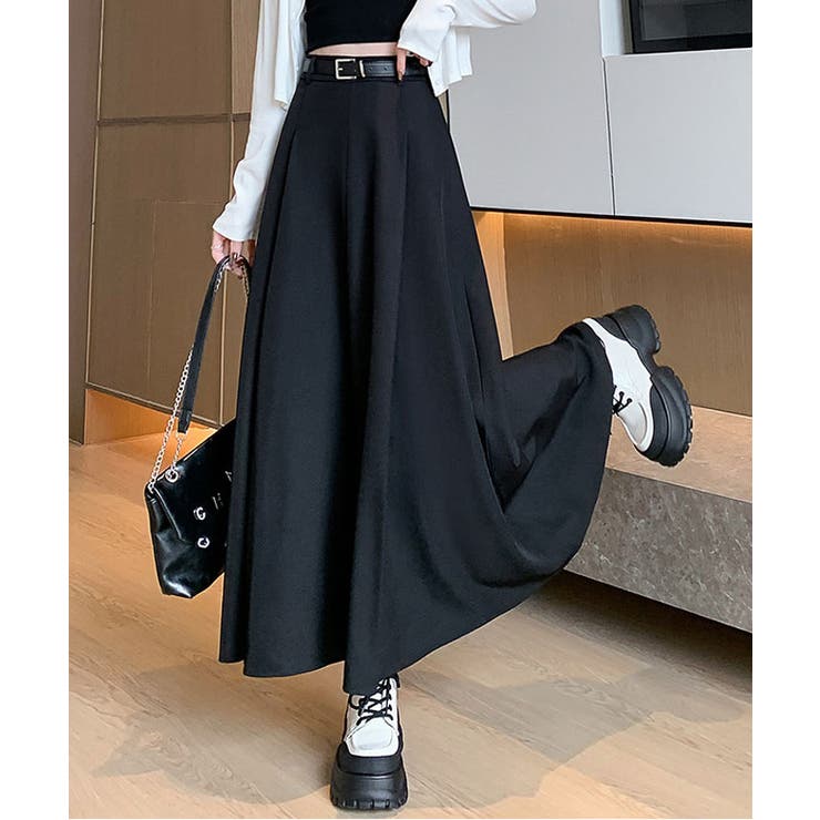 【12月スーパーSALE 15%OFF】 フレアロングスカート ボトムス ロングスカート[品番 スカート