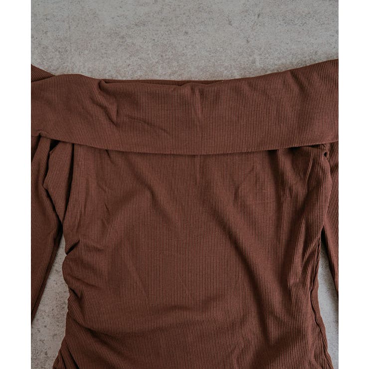 オフショルダーサイドギャザーリブカットソー ディース トップス | kirakiraShop  | 詳細画像15 