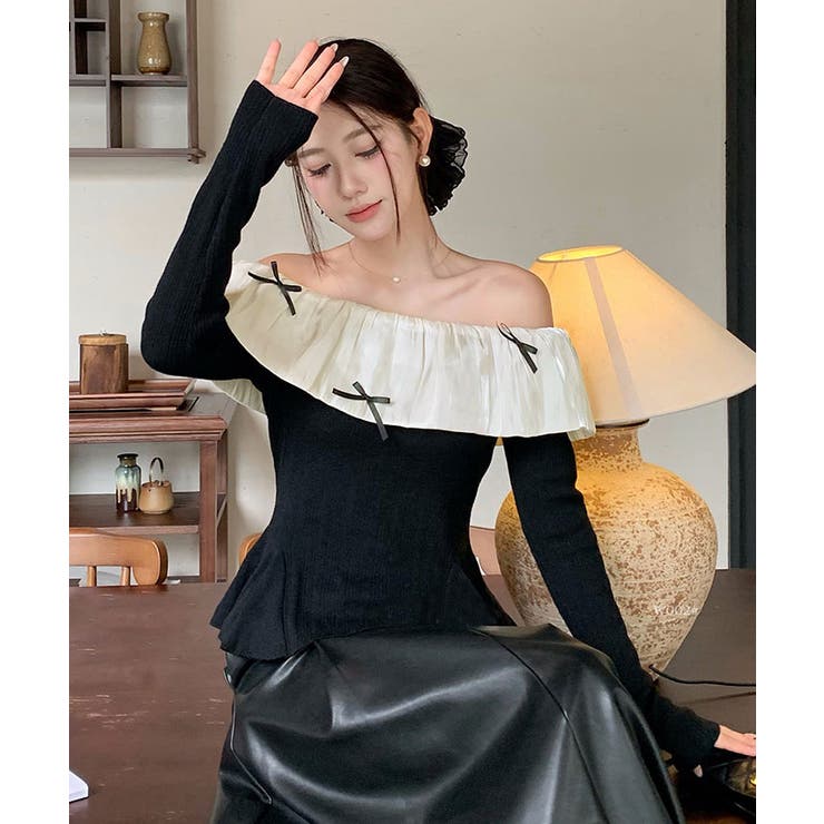 シソラス　フロントフリルニットプルオーバー 週末限定値下☆SYSORUS×akko フロントフリルニット（シソラス