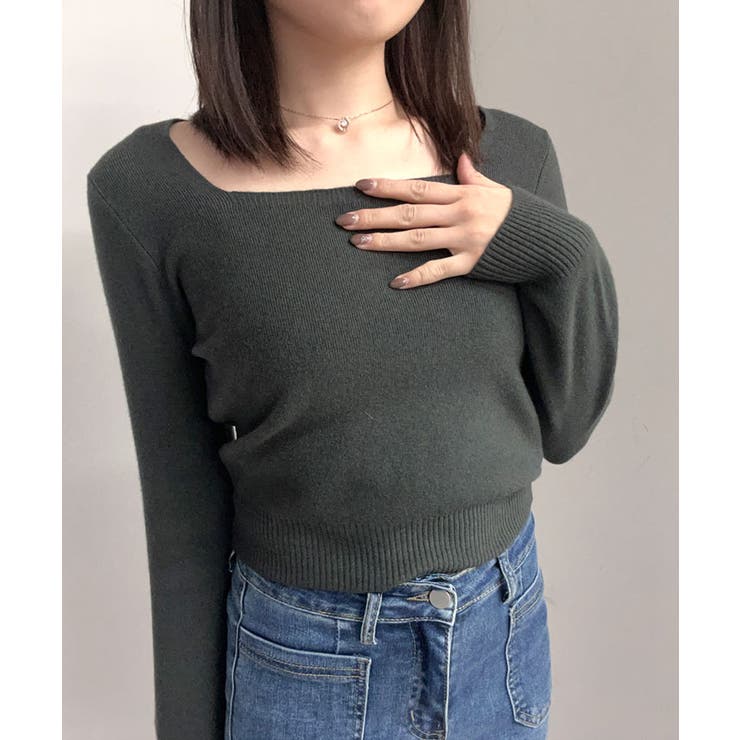スクエアネックシンプルニットソー カットソー ニット | kirakiraShop  | 詳細画像19 