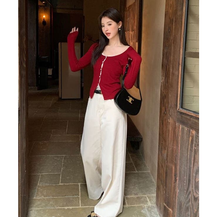 パールボタンレイヤード風ドッキングニットソー ニットトップス ニットソー | kirakiraShop  | 詳細画像14 