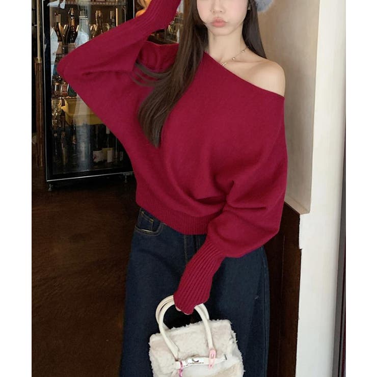 オフショルダードルマンニットトップス トップス ニット | kirakiraShop  | 詳細画像29 