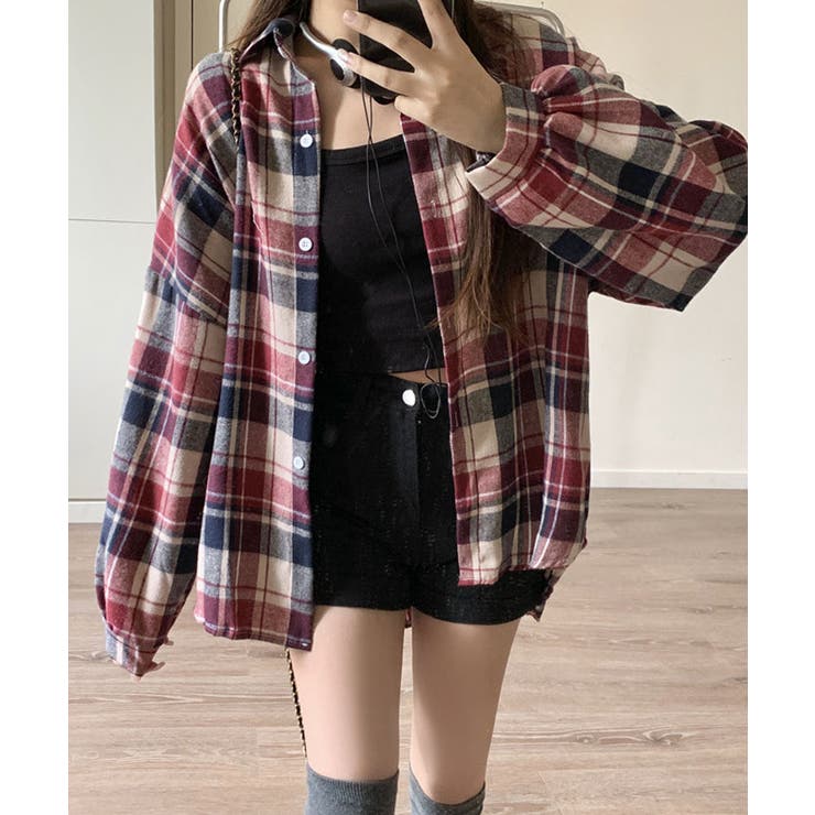 フライスチェックシャツブラウス トップス ブラウス | kirakiraShop  | 詳細画像7 