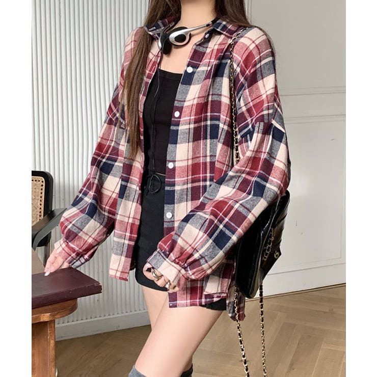 フライスチェックシャツブラウス トップス ブラウス | kirakiraShop  | 詳細画像8 