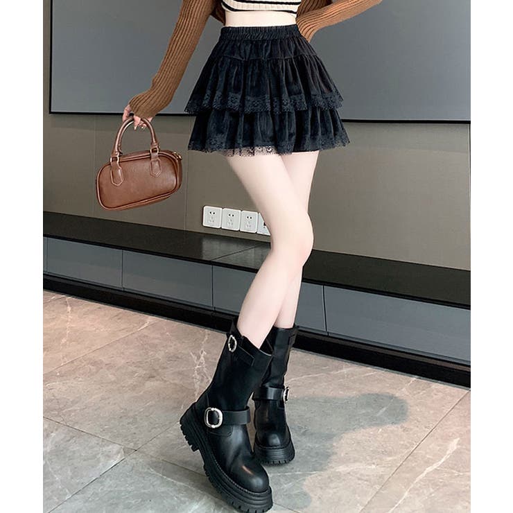 レースティアードミニスカート ミニスカート フリルスカート