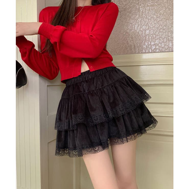 レースティアードミニスカート ミニスカート フリルスカート