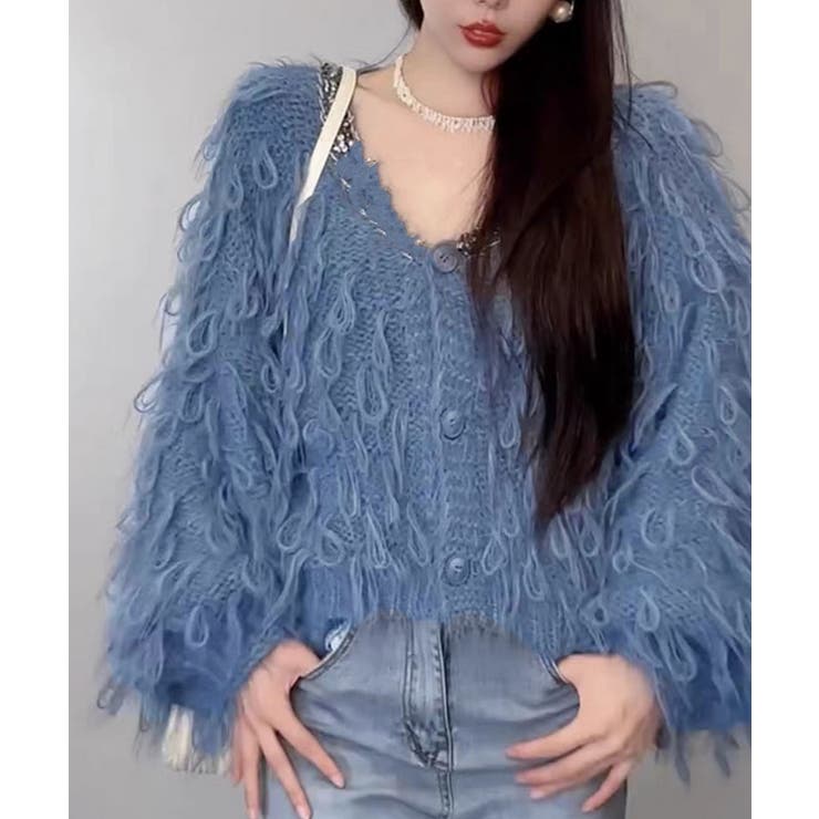 ループヤーンボリュームニットカーディガン トップス カーディガン | kirakiraShop  | 詳細画像11 