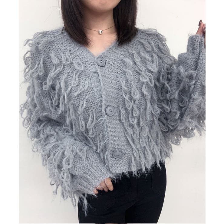 ループヤーンボリュームニットカーディガン トップス カーディガン | kirakiraShop  | 詳細画像6 